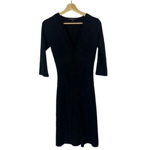Laundry by Shelli Segal Black Fitted Ruched Middle 3/4 Sleeve Dress 6